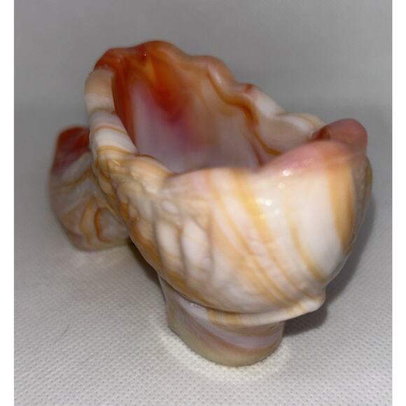 Vintage Kanawha Hand Crafted Cabbage Rose Orange Slag Glass Shoe 6" EC - Picture 4 of 14